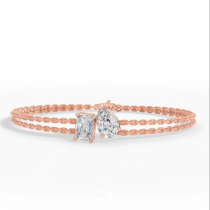 กำไลข้อมือเพชรทอย เอ็ม โอ ที่ได้รับการรับรองจาก IGI |   แหวนทองคำ 14K ประดับมุกและมรกตทรงเหลี่ยมคู่ ดีไซน์หรูหรา สำหรับวันครบรอบ - Product Image 3