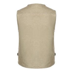 Chaleco Vaquero Clásico sin Mangas para Hombre AeeDenim, Poliéster/Algodón, Cuello en V, Estilo Japonés, Cierre de Cremallera, Acolchado, Tejido Transpirable, Lavado - Product Image 3