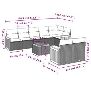 Ensemble de canapés de jardin noir et crème avec coussins en mousse haute densité en rotin PE résistant aux UV, mobilier d'extérieur au design contemporain - Product Image 5
