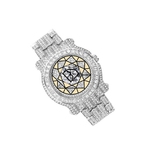 Reloj de Cuarzo Cuadrado de Lujo Personalizado para Hombre, en Oro Amarillo, con Detalles de Moissanita en Acero Inoxidable, Esfera de Cristal de Zafiro, 46 mm, Analógico, Números Romanos - Product Image 2