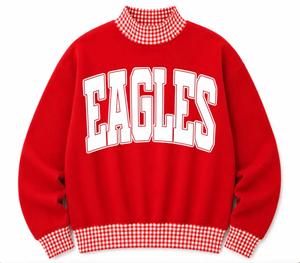 Sudadera de mezcla de algodón para mujer con cuello alto y estampado serigrafiado de mascotas de equipos deportivos, estilo Plaid School Spirit Patriots. - Product Image 2