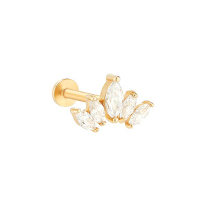 Fabricante de Labrets de Diamantes Marquise en Oro Sólido de 14K |   Fábrica de Joyería Directa |   Piercings Internos Roscados 16G 18G al por Mayor - Product Image 3