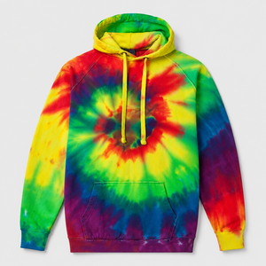 Sudadera con capucha unisex extragrande de algodón teñido anudado, estilo urbano, de alto gramaje, con lavado ácido arcoíris y diseño en espiral, venta al por mayor personalizada 2026 - Product Image 4
