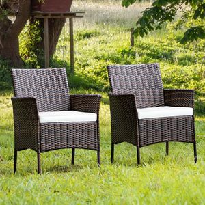 Set di 2 Poltrone da Esterno in Rattan PE con Cuscini Rimovibili, Elegante Set di Mobili da Giardino - Product Image 1