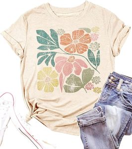 Camiseta con estampado gráfico para mujer, camiseta informal de algodón, Top elegante de manga corta a la moda, ropa diaria cómoda y transpirable para verano - Product Image 4