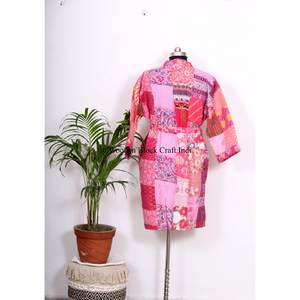 Kimono en soie Kantha fait main indien, vestes vintage pour femme, robe patchwork, robe de nuit maxi, robes en coton, kimono - Product Image 6