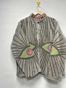 <b>Velvet</b> Suzani Embroidered Long Sleeve Bomber Jacket Boho Unisex Floral Handmade Reversible Eco-Friendly 100% Cotton Statement - Product Image 6