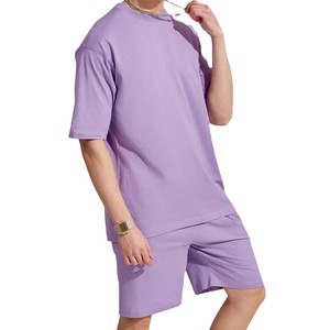 Ensemble d'été 2026 pour homme, 2 pièces, T-shirt et short personnalisables avec logo, grandes tailles, 100 % coton, ensembles de sport de qualité supérieure - Product Image 3