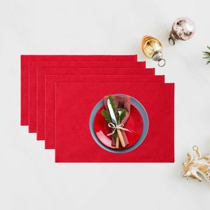 Stylish 100 Percent Cotton Red Table <b>Placemat</b> Durable Dining Table Mat Reusable Kitchen Table Setting Accessory - Product Image 3