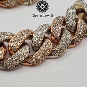 Collier unisexe en moissanite Charm Jewells, coupe brillante, chaîne à maillons géométriques, plaqué or 14 carats, argent 925, certifié IGI, style hip-hop - Product Image 4