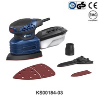 Lijadora de Detalles Eléctrica Profesional DIY con Certificación GS/CE, 13000 RPM, Velocidad Variable, 160W, Alta Frecuencia 50Hz, Caja Recolectora de Polvo y Almohadilla de Gancho y Bucle