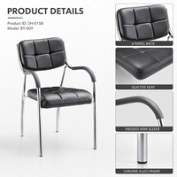 Chaise de bureau moderne en similicuir PVC, avec base chromée à quatre pieds, pour visiteurs, réception, conférence, consultation, hôtel, hôpital, école