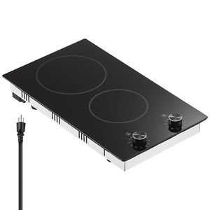Placa de Cocción Eléctrica Integrada de 12 Pulgadas y 1800W, Estufa de Inducción de 2 Quemadores con Panel de Vidrio Cerámico y Perillas, Placa de Cocción Radiante - Product Image 4