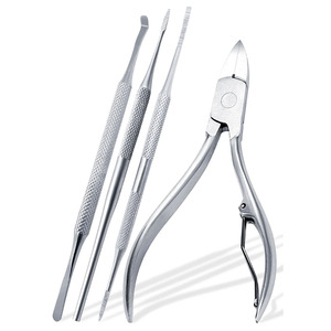 Mirror Finish Stainless Steel Thick Nail Nippers Clippers And Nail <b>File</b> Chiropody Toenail Remover Kit Podiatry Instruments - Product Image 1