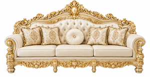 Collection de meubles de salon de style Versailles de luxe, canapé et chaises en bois sculpté doré ivoire majestueux, ensemble de salon rococo - Product Image 3