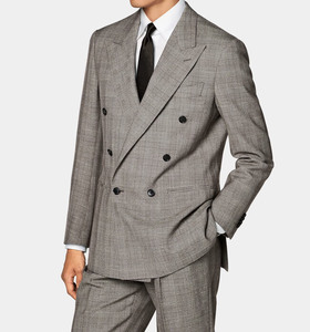 Costume Homme Élégant à Carreaux Croisé de Haute Qualité – Blazer et Pantalon Gris sur Mesure – Idéal pour Mariage et Tenue de Cérémonie/Business - Product Image 3