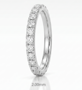 Anillo de Acero Inoxidable, Oro Sólido de 10K, 14K, 18K, Diamante de Laboratorio Redondo de 2mm, Anillo de Boda de Eternidad Completa, Anillo Apilable Minimalista - Product Image 1