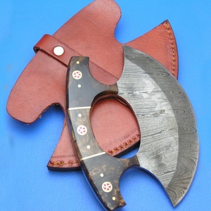 Custom Handmade Ullu <b>Knife</b> Damascus Steel Resin Handle Leather Sheath Eco-Friendly Ambidextrous Modern Dishwasher <b>Safe</b> 6-7.9in - Product Image 3