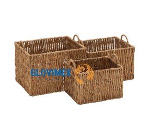 ตะกร้าสานมือทนทานสำหรับใส่ของในบ้านและสวนตะกร้าใส่ของลายผักตบชวา - Product Image 5