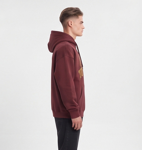 Sweat à capuche homme en molleton de coton épais 400 GSM, coupe oversize, broderie effet vieilli, en tissu French Terry, idéal pour l'hiver - Product Image 3