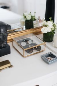 Ensemble de boîtes de rangement décoratives en métal et verre, faites à la main et personnalisées, avec cadre métallique pour organiser les bijoux, boîtes en verre - Product Image 4