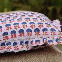 Housse de coussin rectangulaire à volants floraux, 100% coton, faite à la main, style bohème, imprimée, pour la décoration de la maison
