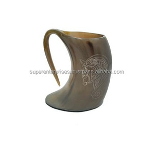 Tasse en corne de couleur claire pour boire de la bière, décor d'intérieur, matériau Unique, tasse à boire - Product Image 4