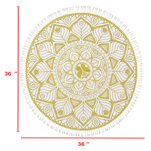 Toalla de Playa Redonda con Estampado de Mandala y Flecos, Estilo Lujoso, para Uso en Verano, de Fabricante Profesional - Product Image 6