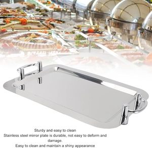 Plateau de service élégant en métal, motif corde gaufré moderne, poignées latérales, plateau de présentation alimentaire de luxe, plateau pour la maison - Product Image 4