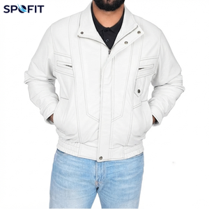Professional Manufacturer Made Winter Warm Men's High Street Vintage Leather <b>Biker</b> <b>Jacket</b> Eco-Friendly Waterproof Front - Product Image 2