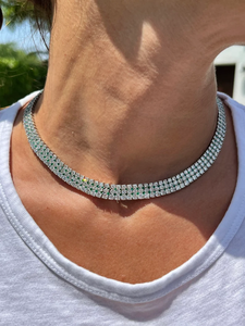 Luxury Women's Gold Plated Alloy Hip Hop Diamond <b>Choker</b> Necklace Round Brilliant Cut Channel Setting Wedding Jewelry - Product Image 3