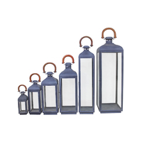 Nouvel ensemble décoratif de 6 lanternes en métal et verre couleur zinc, porte-bougie pour festivals et décoration d'hôtel, personnalisable