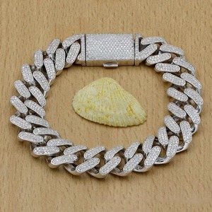 Iced Moissanite Diamond Hip Hop Cuban Link <b>Bracelet</b> For Men Round Cut Diamond Jewelry Celebration Party Gift For Unisex - Product Image 3
