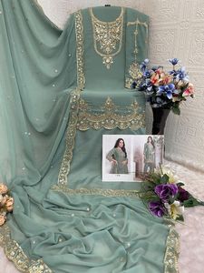 ชุดสัลวาร์ คามีซ คุรตา/คุรตี ผ้าจอร์เจตต์ปักลาย ความยาวระดับเข่า ทรงปกติ สำหรับผู้หญิง - Product Image 5