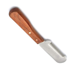 Cuchillo de acero inoxidable para el cuidado de mascotas con mango de madera para recortar el pelo y eliminar la muda, herramienta manual - Product Image 2