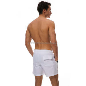 กางเกงว่ายน้ำรัดรูปสำหรับผู้ชายสำหรับฤดูร้อนกางเกงขาสั้นสีแดงขาวดำมีเชือกผูกสีล้วนระบายอากาศได้อย่างรวดเร็ว - Product Image 5