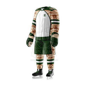 Conjunto de Jersey de Hockey sobre Hielo Sublimado para Hombre, Camuflaje Verde Blanco, Manga Larga, Absorbe la Humedad, Uniforme de Equipo para Adultos, Corte Atlético - Product Image 1