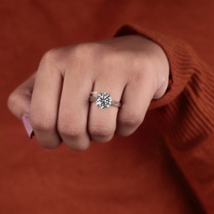 Bague de fiançailles solitaire en diamant de laboratoire rond certifié IGI 3 carats en or blanc 14K, bague de mariage classique à six griffes, vente en gros - Product Image 5