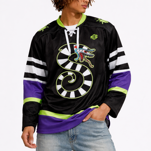 Maillot de football américain personnalisé avec motif serpent sublimé, coupe oversize, en maille, style streetwear, manches longues, marque privée, OEM, vente en gros - Product Image 4