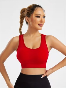 Scoop Neck <b>Compression</b> Fitness Bralette | Seamless Knit Activewear Crop <b>Top</b> | Ladies Padded Running Yoga Sportswear Tank - Product Image 2