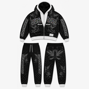 Sweat à capuche zippé personnalisé pour homme, style streetwear avec strass, coupe oversize, nouveau style tendance, qualité premium 100%, unisexe - Product Image 5