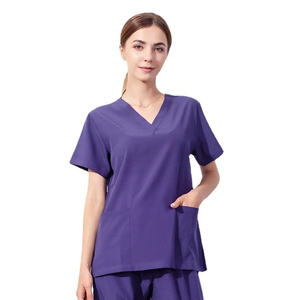 Uniformes Médicos Modernos y Elásticos al por Mayor, Uniformes de Enfermería de Manga Corta, Tejidos, Lavables, Suaves y de Alta Calidad, Unisex - Product Image 1