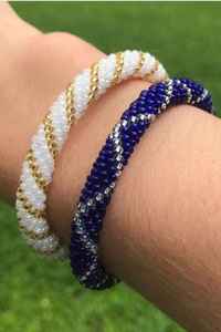 Conjunto de pulseras de cuerda de ganchillo con cuentas de vidrio multicolor, joyería tubular tejida a mano para la muñeca, accesorio de uso diario para mujer. - Product Image 5