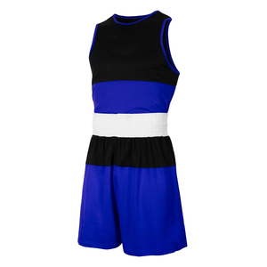 Conjunto de Equipo de Boxeo Ligero de Alta Calidad para Equipos Adultos, Color Negro y Azul, Tela Transpirable de Poliéster, Uniforme Deportivo de Boxeo - Product Image 1