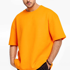 Men's Coral Solid Color Short Sleeve Cotton mock neck T-<b>Shirt</b> Regular Fit Pullover Summer Style - Product Image 4