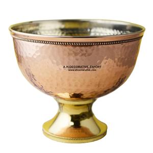 Bol de finition de luxe en cuivre avec piédestal de couleur or, Table de mariage, pièce centrale de bol décorée - Product Image 1