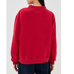 Sudadera Roja con Capucha para Mujer, Cortavientos, con Logotipo Bordado en la Parte Delantera, Informal, de Punto, de Manga Larga, para Invierno - Product Image 5