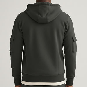 Sudaderas con capucha para hombre, básicas, bordadas, de invierno, lavadas a la piedra, extragrandes, de algodón 100% de 580 g/m², con cremallera, al por mayor - Product Image 2