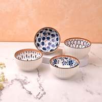 Ensemble de 4 bols en porcelaine éthérée d'inspiration orientale pour l'automne, bols à salade en céramique écologiques, résistants à la chaleur et adaptés au four, personnalisables pour offrir