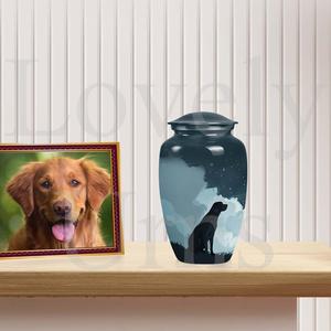 Urna de cremación para mascotas, diseño de perro negro, nube azul, noche estrellada, urna conmemorativa, recuerdo de cenizas de mascotas, regalo decorativo de recuerdo - Product Image 3